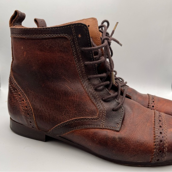 **RARE** VINTAGE MASSIMO DUTTI ALL LEATHER LACE UP ANKLE BOOTS - Picture 6 of 14